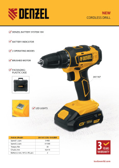 New product Denzel. Battery-powered screwdrivers 261167.